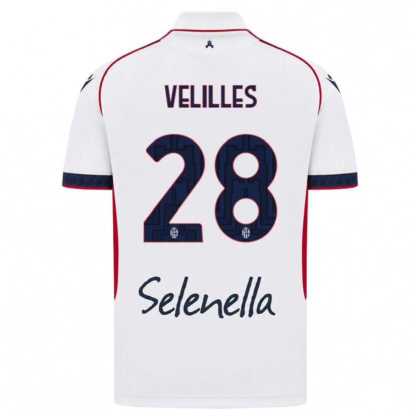 Danxen Enfant Maillot Aarón Velilles #28 Blanc Rouge Bleu Roi Tenues Extérieur 2026/27 T-Shirt