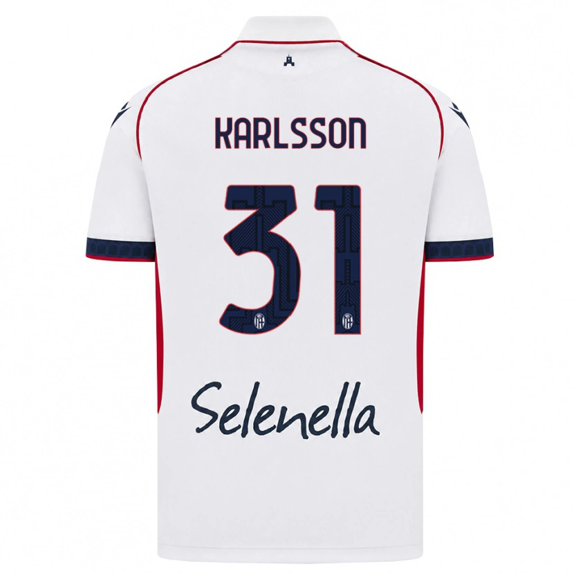 Danxen Enfant Maillot Kazper Karlsson #31 Blanc Rouge Bleu Roi Tenues Extérieur 2026/27 T-Shirt