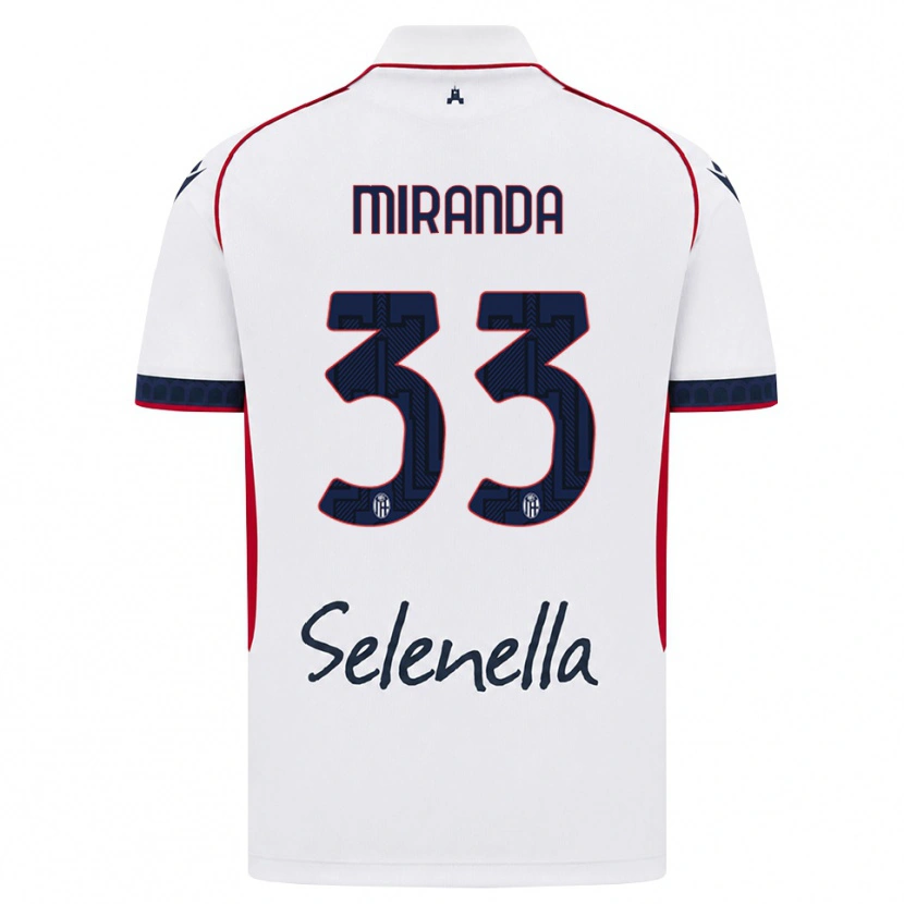 Danxen Enfant Maillot Juan Miranda #33 Blanc Rouge Bleu Roi Tenues Extérieur 2026/27 T-Shirt