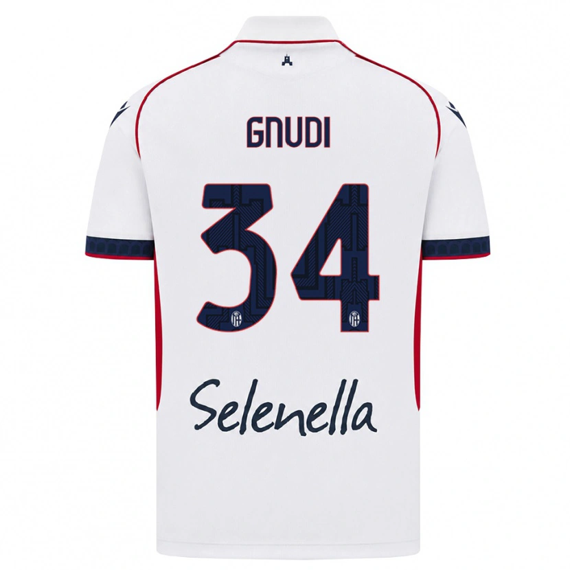 Danxen Enfant Maillot Riccardo Gnudi #34 Blanc Rouge Bleu Roi Tenues Extérieur 2026/27 T-Shirt
