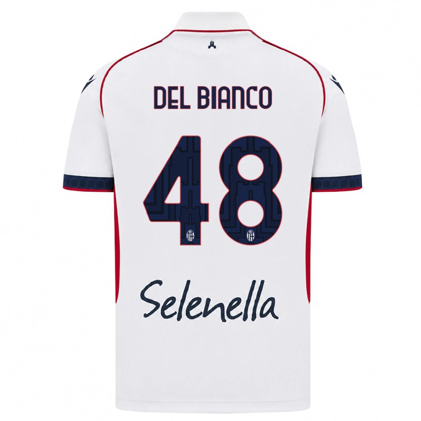 Danxen Enfant Maillot Riccardo Del Bianco #48 Blanc Rouge Bleu Roi Tenues Extérieur 2026/27 T-Shirt