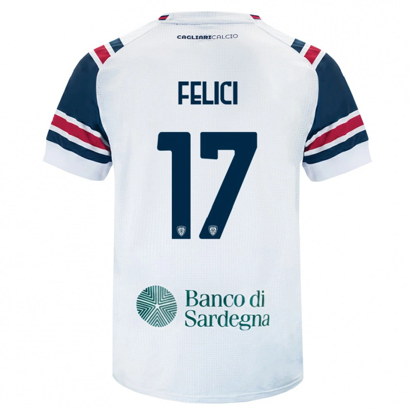Danxen Enfant Maillot Mattia Felici #17 Blanc Rouge Vert Tenues Extérieur 2026/27 T-Shirt