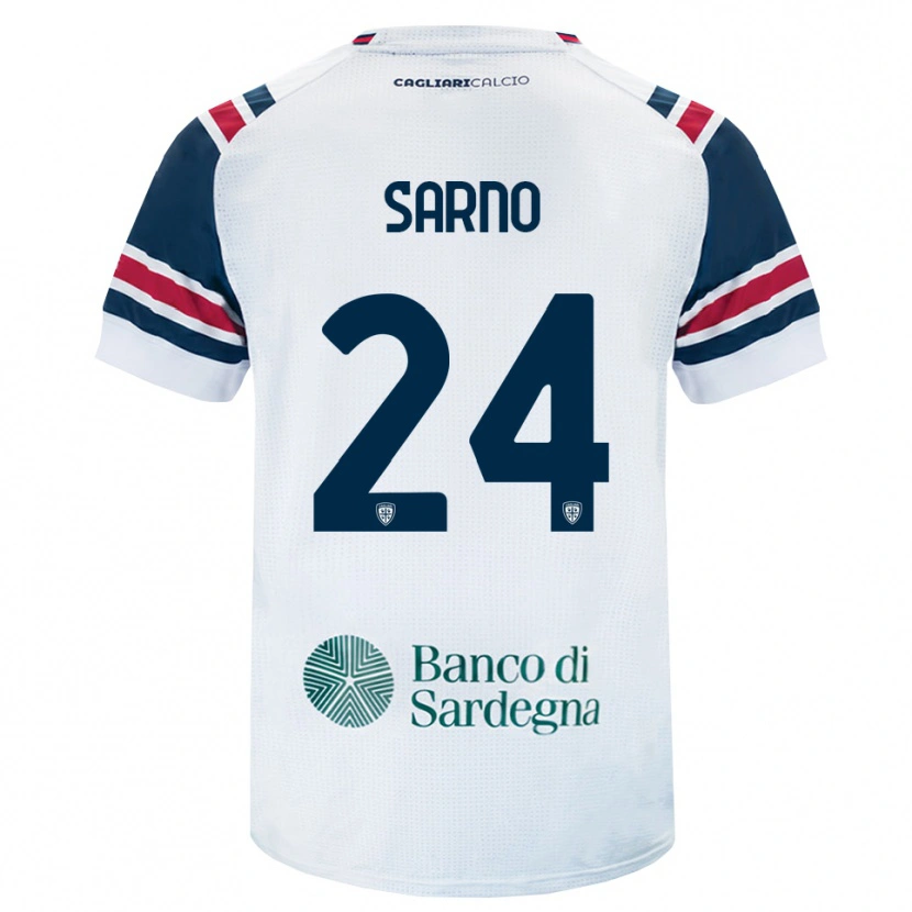 Danxen Enfant Maillot Vincenzo Sarno #24 Blanc Rouge Vert Tenues Extérieur 2026/27 T-Shirt
