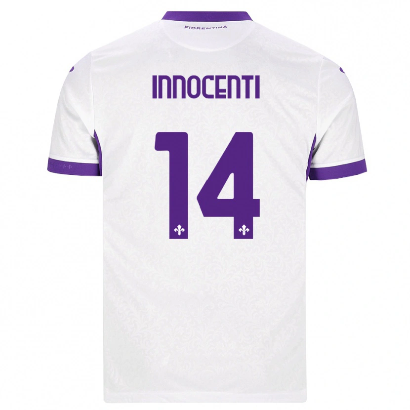 Danxen Enfant Maillot Daniele Innocenti #14 Blanc Violet Tenues Extérieur 2026/27 T-Shirt