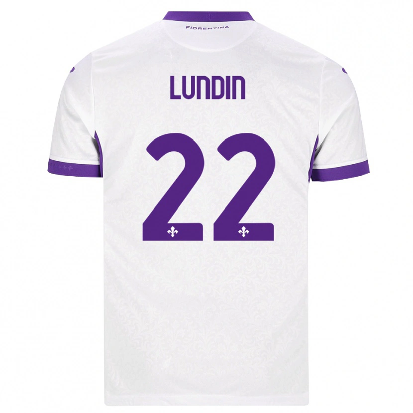 Danxen Enfant Maillot Karin Lundin #22 Blanc Violet Tenues Extérieur 2026/27 T-Shirt
