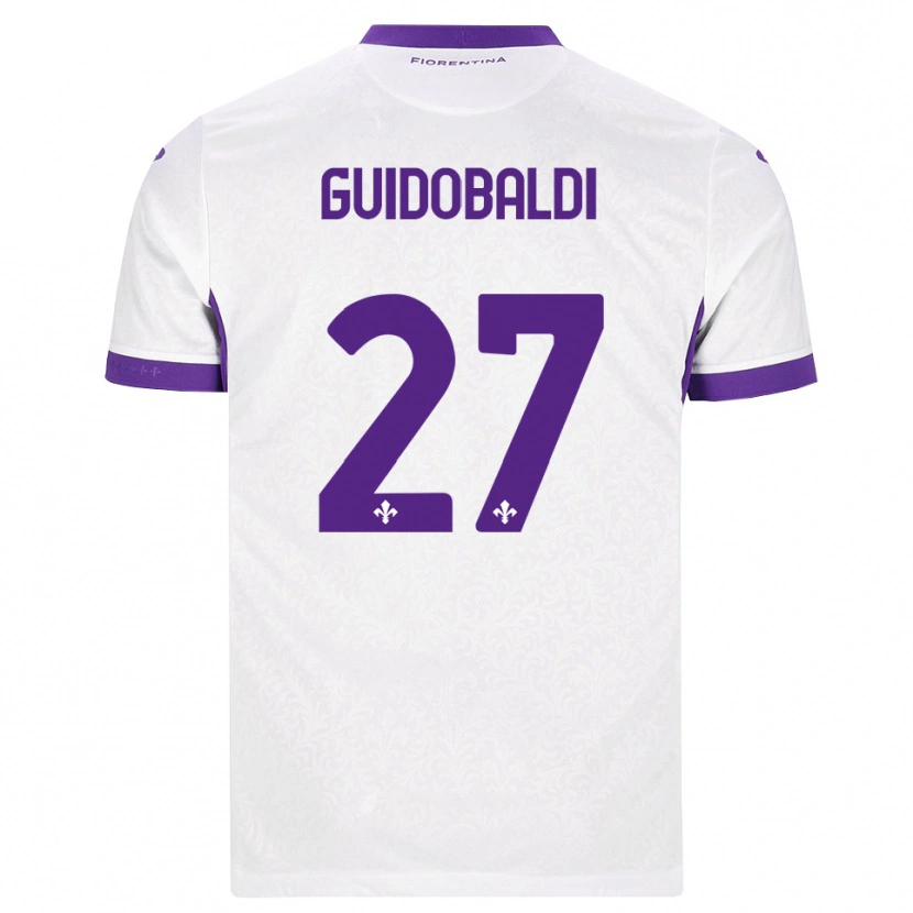 Danxen Enfant Maillot Filippo Guidobaldi #27 Blanc Violet Tenues Extérieur 2026/27 T-Shirt