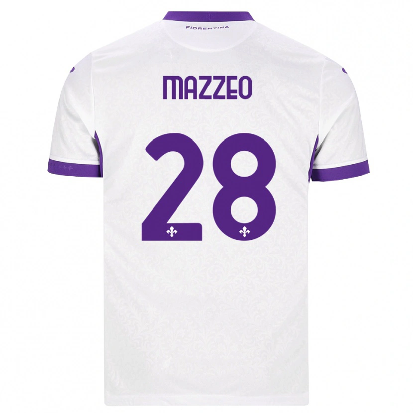 Danxen Enfant Maillot Brando Mazzeo #28 Blanc Violet Tenues Extérieur 2026/27 T-Shirt