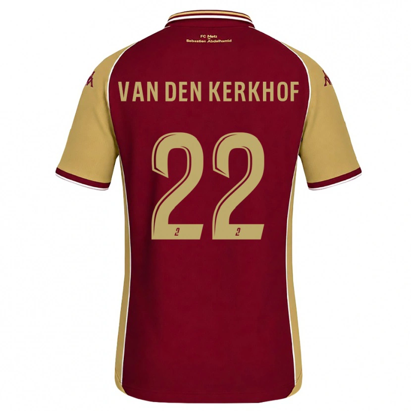 Danxen Homme Maillot Kevin Van Den Kerkhof #22 Goldenrod Rouge Foncé Tenues Domicile 2026/27 T-Shirt