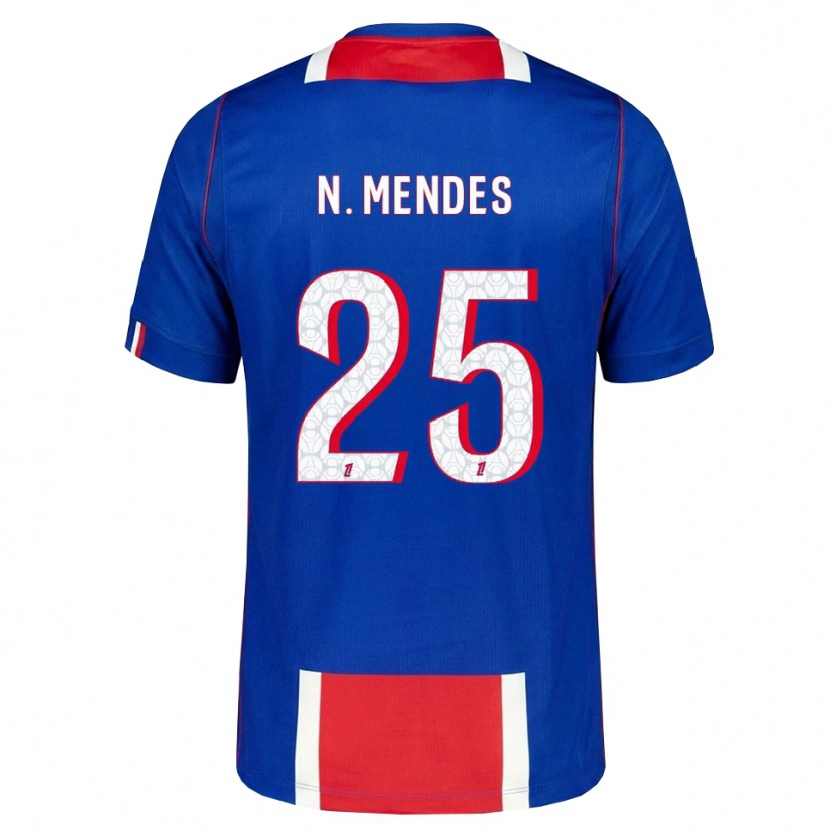 Danxen Homme Maillot Nuno Mendes #25 Rouge Blanc Bleu Tenues Domicile 2026/27 T-Shirt
