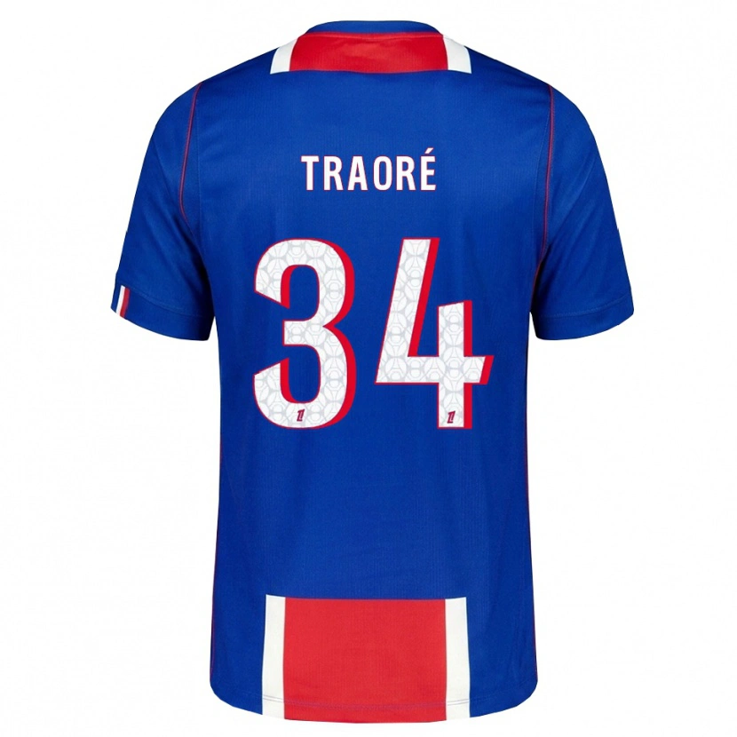 Danxen Homme Maillot Naolia Traoré #34 Rouge Blanc Bleu Tenues Domicile 2026/27 T-Shirt