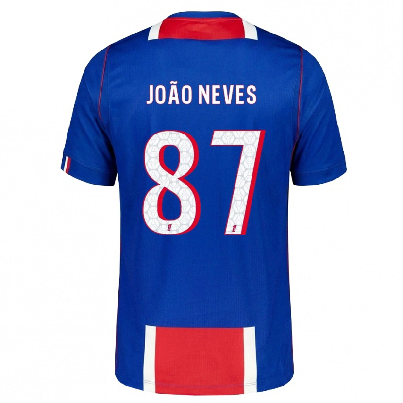 Danxen Homme Maillot João Neves #87 Rouge Blanc Bleu Tenues Domicile 2026/27 T-Shirt