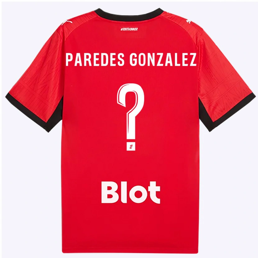 Danxen Homme Maillot Maxime Paredes Gonzalez #0 Rouge Noir Blanc Tenues Domicile 2026/27 T-Shirt