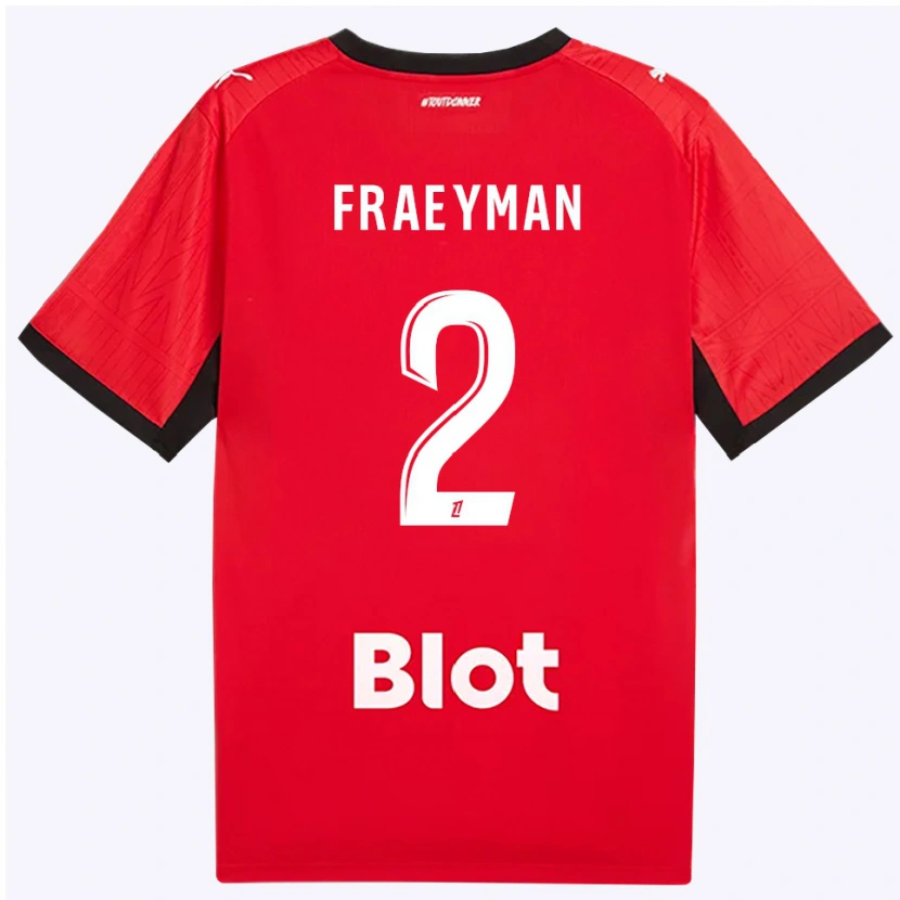 Danxen Homme Maillot Dorian Fraeyman #2 Rouge Noir Blanc Tenues Domicile 2026/27 T-Shirt