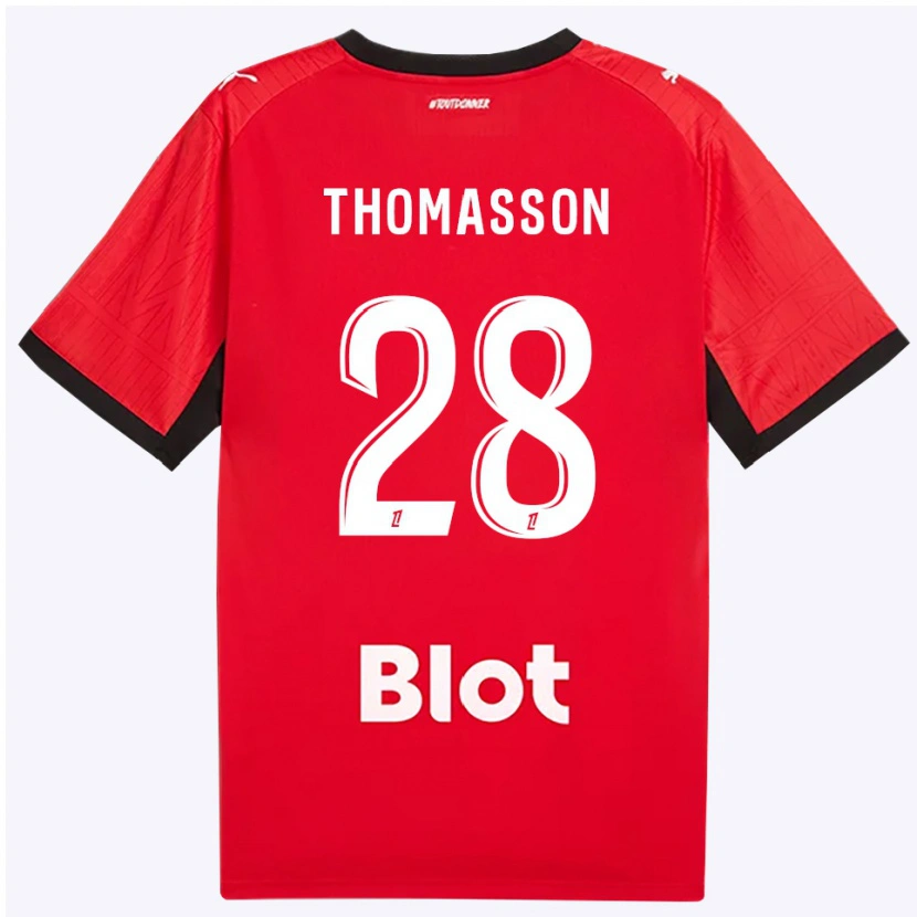 Danxen Homme Maillot Adrien Thomasson #28 Rouge Noir Blanc Tenues Domicile 2026/27 T-Shirt
