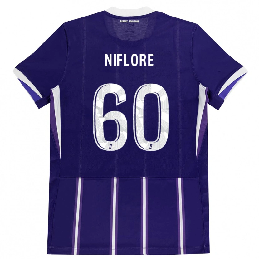 Danxen Homme Maillot Mathys Niflore #60 Violet Blanc Tenues Domicile 2026/27 T-Shirt