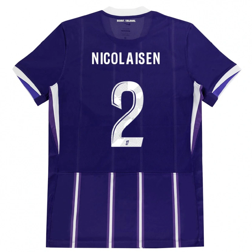 Danxen Homme Maillot Rasmus Nicolaisen #2 Violet Blanc Tenues Domicile 2026/27 T-Shirt
