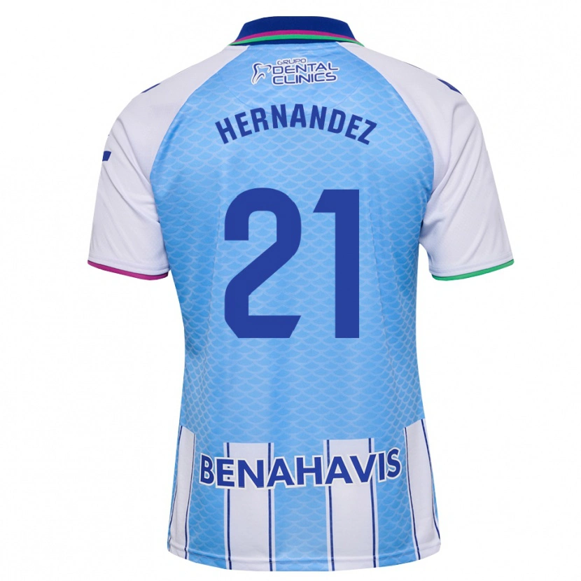Danxen Homme Maillot Juan Hernández #21 Bleu Ciel Profond Blanc Tenues Domicile 2026/27 T-Shirt