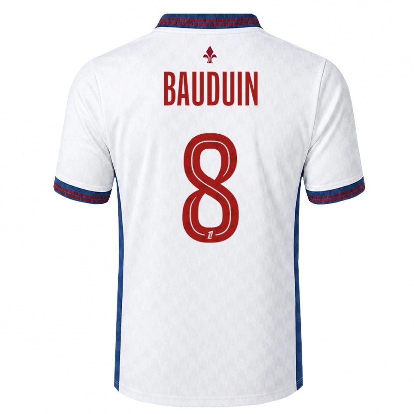Danxen Homme Maillot Justine Bauduin #8 Rouge Blanc Bleu Tenues Extérieur 2026/27 T-Shirt