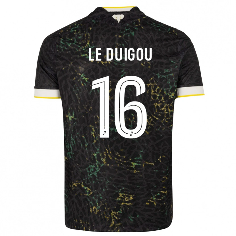 Danxen Homme Maillot Daniel Le Duigou #16 Noir Blanc Jaune Tenues Extérieur 2026/27 T-Shirt
