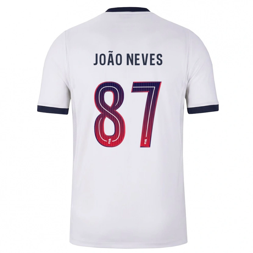 Danxen Homme Maillot João Neves #87 Blanc Noir Rouge Tenues Extérieur 2026/27 T-Shirt