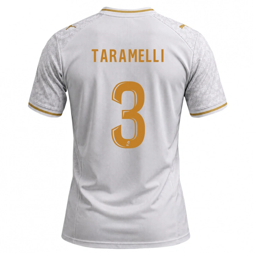 Danxen Homme Maillot Valentin Taramelli #3 Blanc Gris Goldenrod Tenues Extérieur 2026/27 T-Shirt