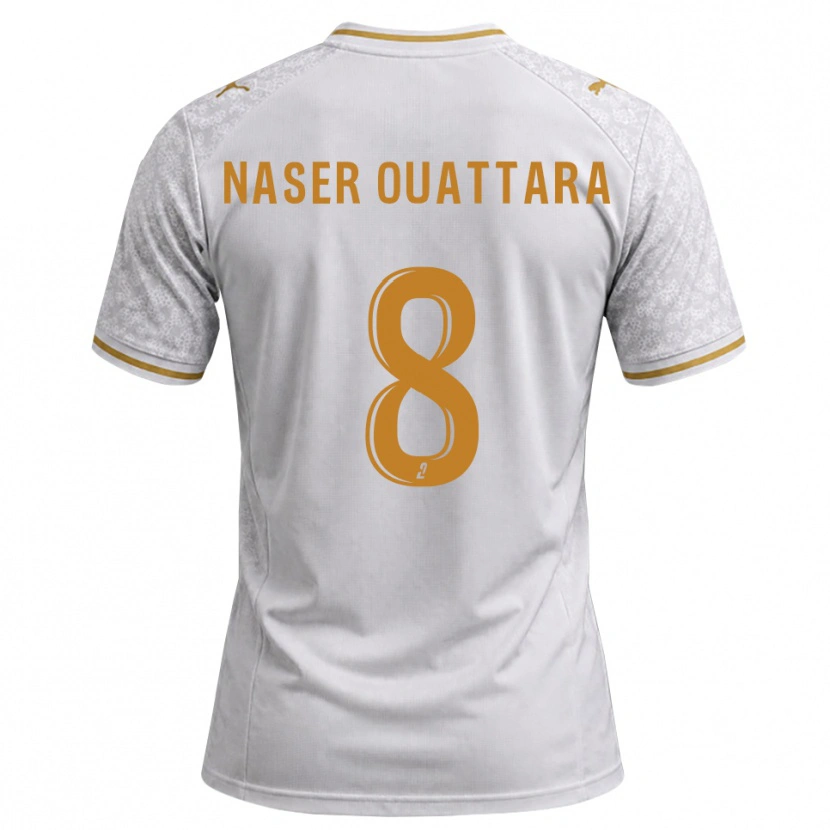 Danxen Homme Maillot Papus Naser Ouattara #8 Blanc Gris Goldenrod Tenues Extérieur 2026/27 T-Shirt