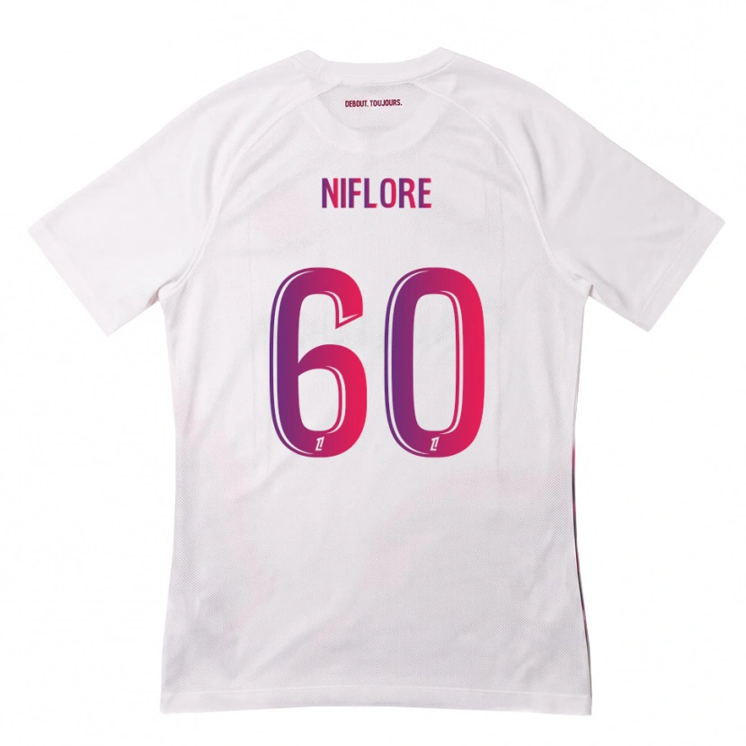 Danxen Homme Maillot Mathys Niflore #60 Blanc Rose Violet Tenues Extérieur 2026/27 T-Shirt