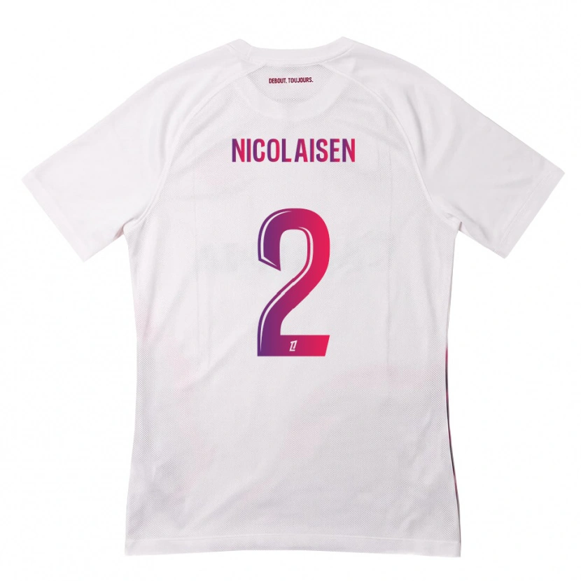 Danxen Homme Maillot Rasmus Nicolaisen #2 Blanc Rose Violet Tenues Extérieur 2026/27 T-Shirt