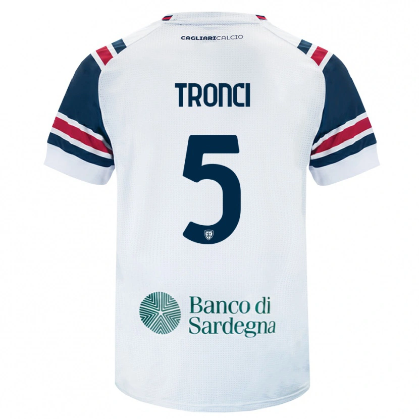 Danxen Homme Maillot Luca Tronci #5 Blanc Rouge Vert Tenues Extérieur 2026/27 T-Shirt