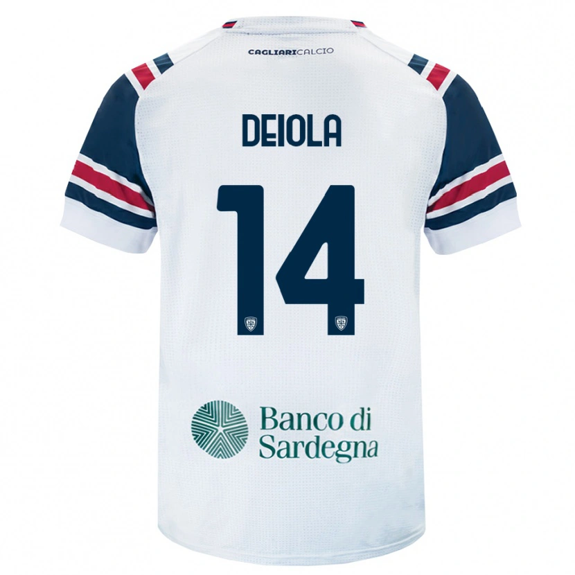Danxen Homme Maillot Alessandro Deiola #14 Blanc Rouge Vert Tenues Extérieur 2026/27 T-Shirt