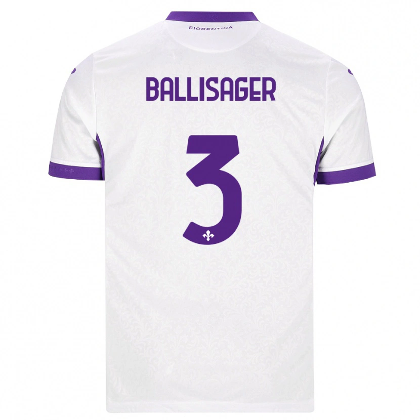 Danxen Homme Maillot Stine Ballisager Pedersen #3 Blanc Violet Tenues Extérieur 2026/27 T-Shirt