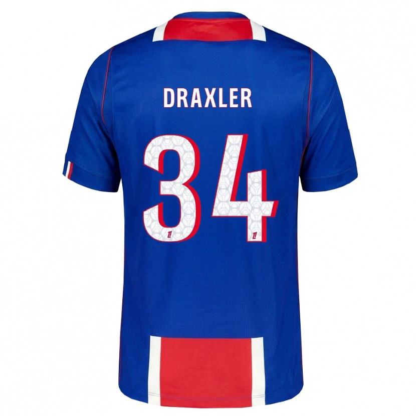 Danxen Femme Maillot Julian Draxler #34 Rouge Blanc Bleu Tenues Domicile 2026/27 T-Shirt