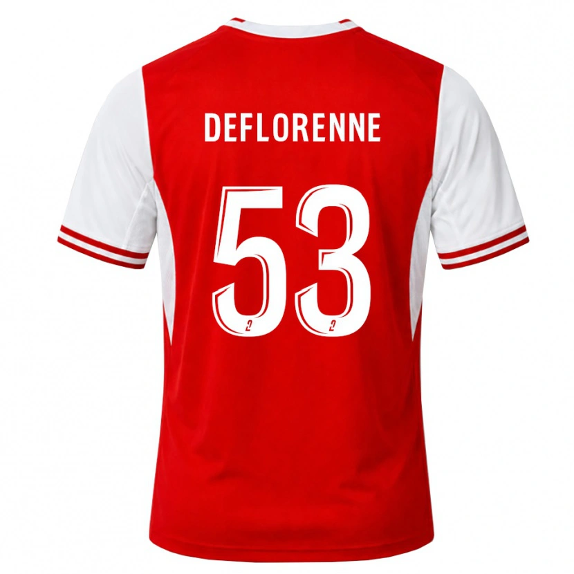 Danxen Femme Maillot Théo Deflorenne #53 Rouge Blanc Tenues Domicile 2026/27 T-Shirt