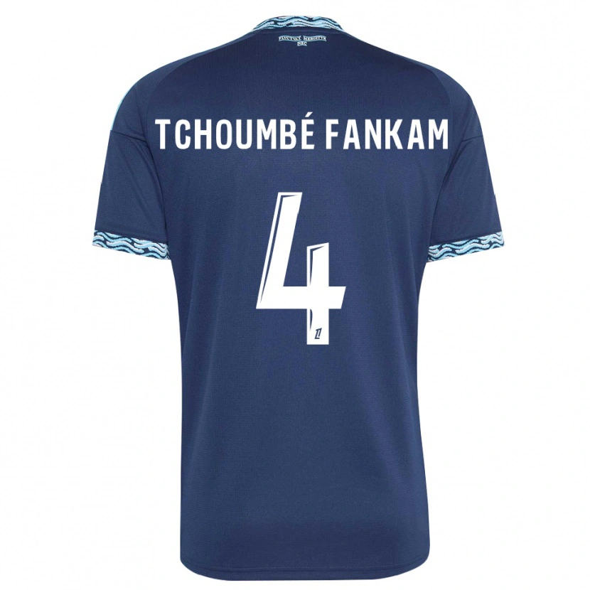Danxen Femme Maillot Erwan Tchoumbé Fankam #4 Bleu Acier Blanc Tenues Domicile 2026/27 T-Shirt