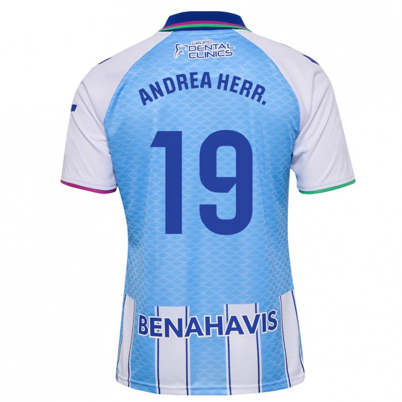 Danxen Femme Maillot Andrea Herrero Valiente #19 Bleu Ciel Profond Blanc Tenues Domicile 2026/27 T-Shirt