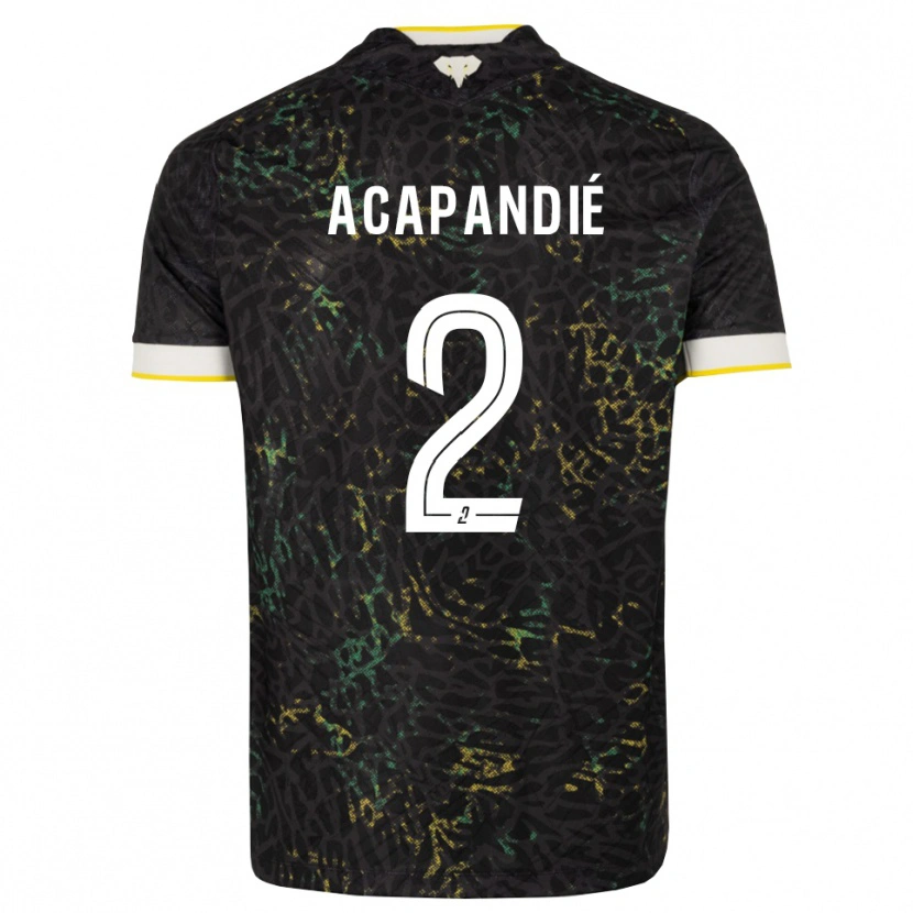 Danxen Femme Maillot Mathieu Acapandié #2 Noir Blanc Jaune Tenues Extérieur 2026/27 T-Shirt