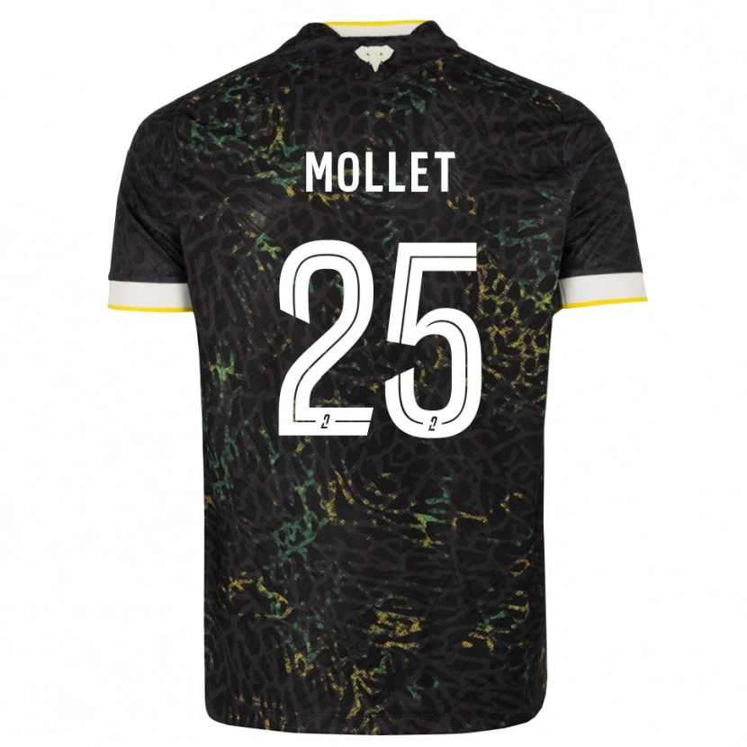 Danxen Femme Maillot Florent Mollet #25 Noir Blanc Jaune Tenues Extérieur 2026/27 T-Shirt