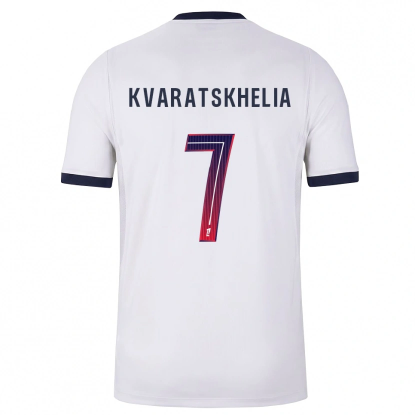 Danxen Femme Maillot Khvicha Kvaratskhelia #7 Blanc Noir Rouge Tenues Extérieur 2026/27 T-Shirt