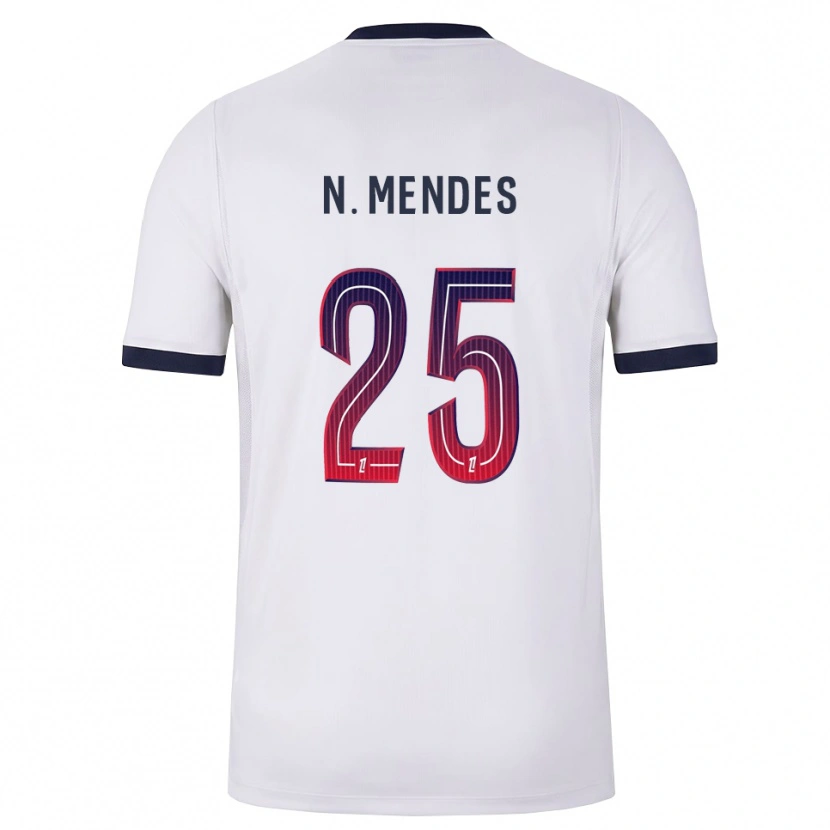 Danxen Femme Maillot Nuno Mendes #25 Blanc Noir Rouge Tenues Extérieur 2026/27 T-Shirt