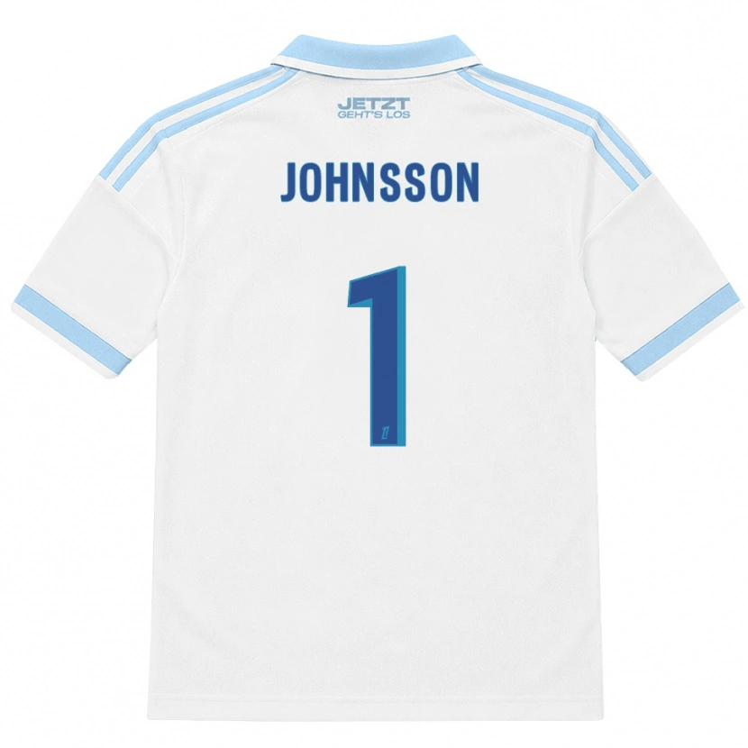 Danxen Femme Maillot Karl-Johan Johnsson #1 Bleu Ciel Clair Blanc Rouge Tenues Extérieur 2026/27 T-Shirt