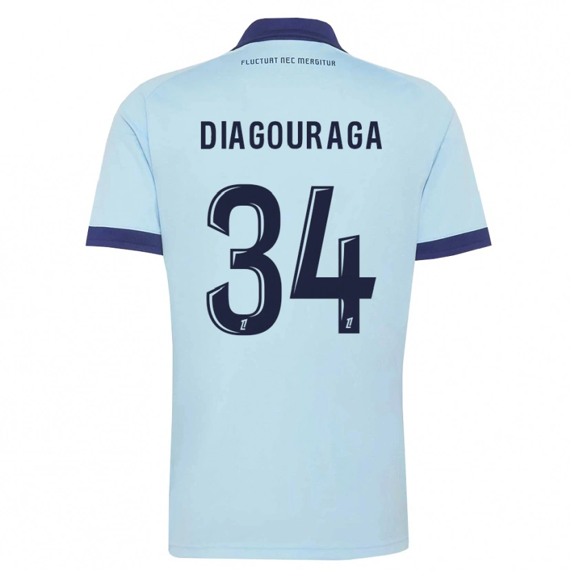 Danxen Femme Maillot Djibril Diagouraga #34 Bleu Barbeau Noir Tenues Extérieur 2026/27 T-Shirt