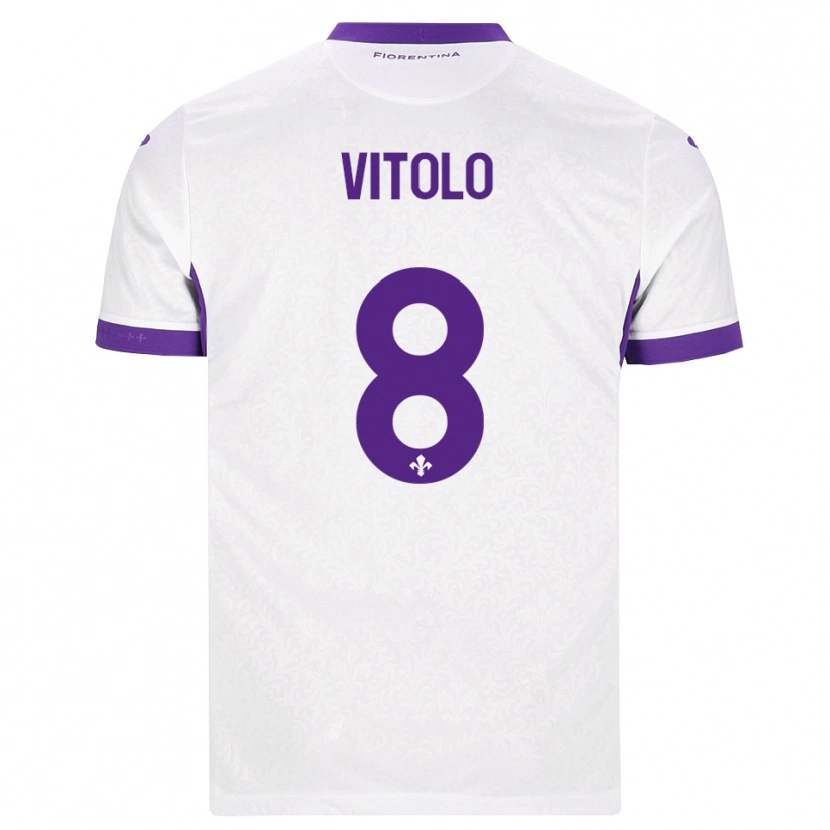 Danxen Femme Maillot Federico Vitolo #8 Blanc Violet Tenues Extérieur 2026/27 T-Shirt