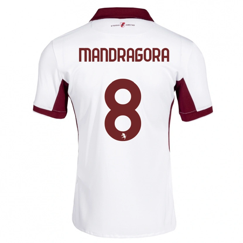 Danxen Enfant Maillot Rolando Mandragora #8 Bourgogne Blanc Rouge Tenues Extérieur 2026/27 T-Shirt