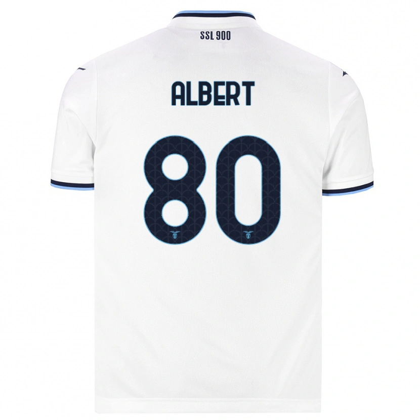 Danxen Enfant Maillot Albert Gudmundsson #80 Blanc Bleu Marine Tenues Extérieur 2026/27 T-Shirt