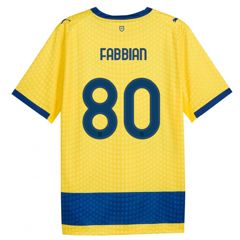 Danxen Enfant Maillot Giovanni Fabbian #80 Jaune Bleu Noir Tenues Extérieur 2026/27 T-Shirt