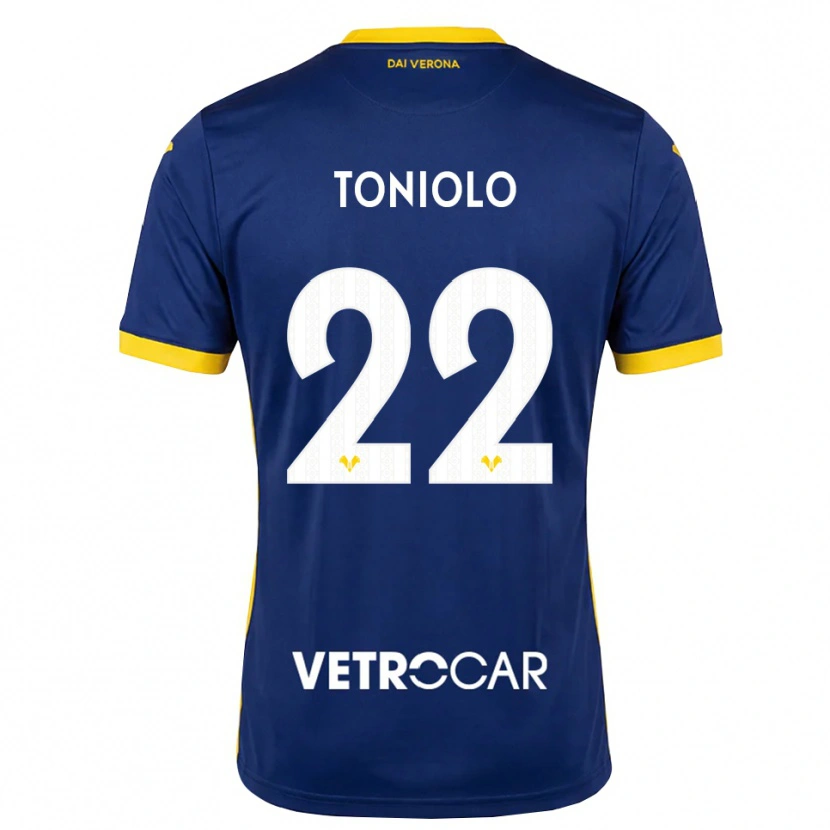 Danxen Enfant Maillot Giacomo Toniolo #22 Bleu Roi Jaune Blanc Tenues Domicile 2026/27 T-Shirt
