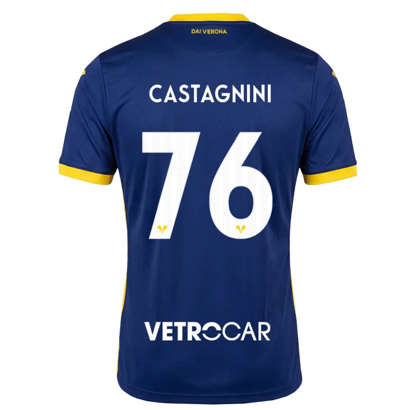 Danxen Enfant Maillot Mirko Castagnini #76 Bleu Roi Jaune Blanc Tenues Domicile 2026/27 T-Shirt
