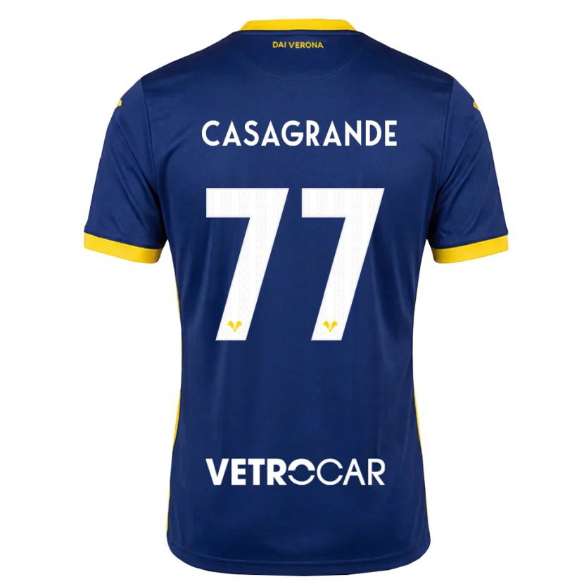 Danxen Enfant Maillot Tommaso Casagrande #77 Bleu Roi Jaune Blanc Tenues Domicile 2026/27 T-Shirt
