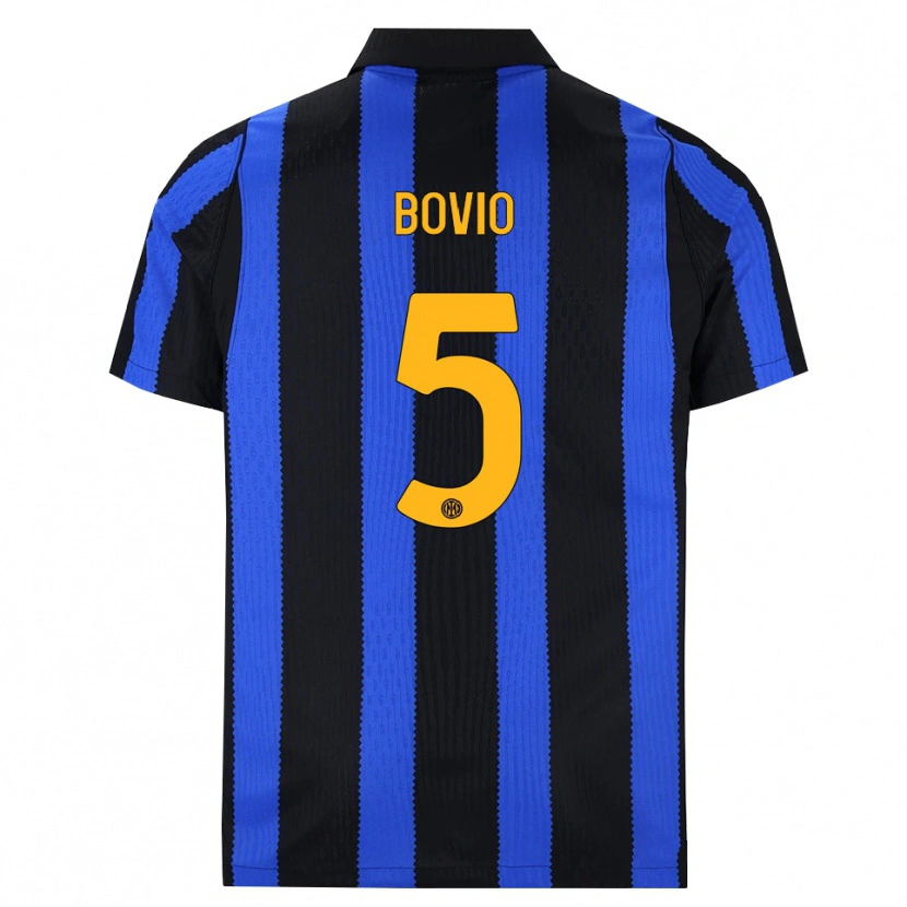 Danxen Enfant Maillot Leonardo Bovio #5 Noir Bleu Jaune Tenues Domicile 2026/27 T-Shirt