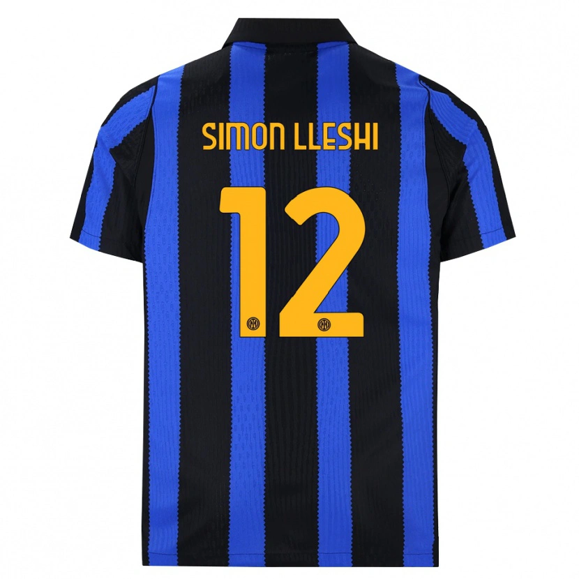 Danxen Enfant Maillot Simon Lleshi #12 Noir Bleu Jaune Tenues Domicile 2026/27 T-Shirt